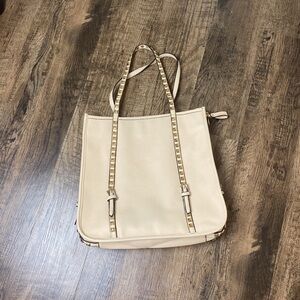 ALFA Bag studded dual strap large tote bag Taupe/Tan/khaki Shoulder Purse